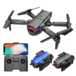 Folding Mini Drone with 4K HD Camera, Fixed Height, Remote Control, and Bright LED Lights