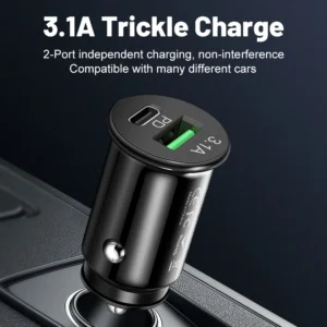 3.1A Fast Car Charger USB Type-C for Mobile Phones and Tablets – Quick Charging Auto Adapter