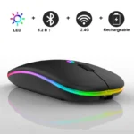RGB LED Custom Gaming Wireless Rechargeable Mouse with Dual-Mode and Silent Operation