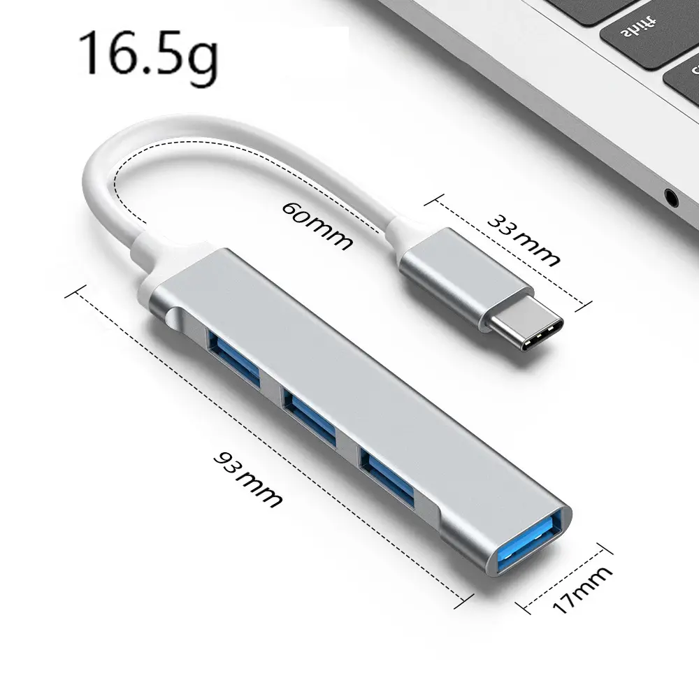 4-Port USB 3.0 Hub with High-Speed Type-C Splitter, USB 3.0 and 2.0 Ports - Image 2