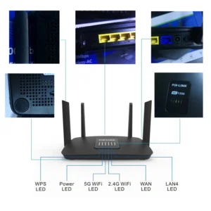 AC1200 Dual Band Wireless Gigabit WiFi Router with Power Bank Socket – 2.4GHz & 5GHz Support